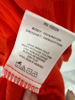 Indigo Soul Women's Large Red/Orange Sleeveless Crochet Trim Tiered Top Boho thumbnail 5