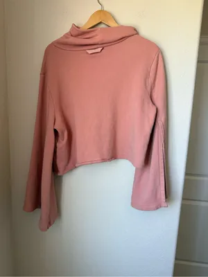 Free People Movement Salvation Turtleneck Flare Slit Sleeve Sweatshirt Size L thumbnail 3