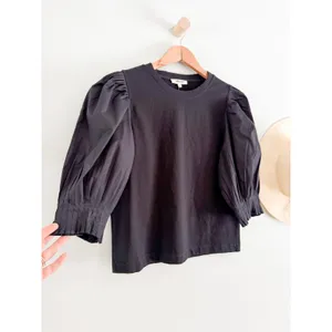 Madewell | NWT Puff Sleeve Knit Top in Black‎ | Sz M thumbnail 2