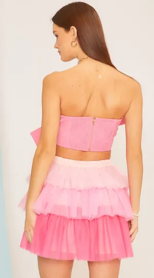 Main Strip Bow Front Strapless Crop Top 🎀 thumbnail 2
