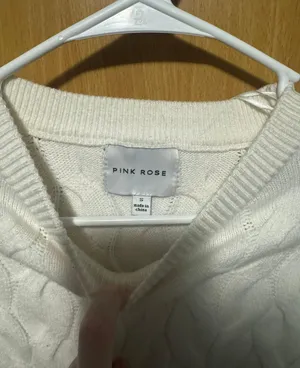 Pink Rose White Cropped Sweater thumbnail 3
