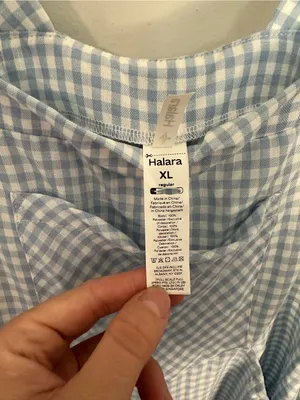 NWOT Halara Plaid Casual Linen-Feel Overalls with Pockets gingham blue white xl thumbnail 3
