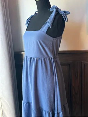See You Monday light blue Tie-Shoulder Midi Dress large thumbnail 6