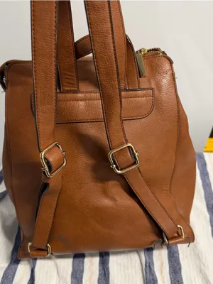 Dune London Tan Leather Backpack with Front Pocket thumbnail 7