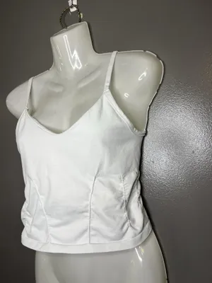 FP Movement Camisole Tank Top Womens Small White Stretch Ruched Crop Jersey thumbnail 3