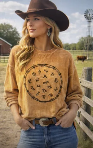 Chicka-D western orange Southern TEXAS Corded Sweatshirt Large rodeo UT farm thumbnail 1