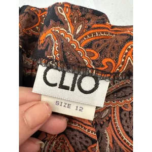 Vintage Clio Maxi Skirt 12 Black Orange Paisley Beaded Fringe Boho Y2K 90s Artsy thumbnail 5