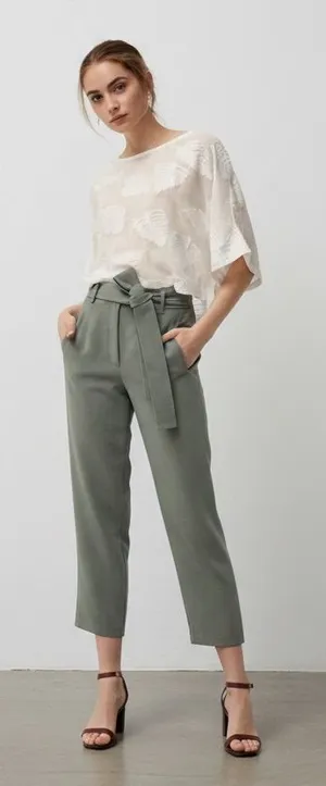Aritzia Wilfred Jallade High Waisted Tie Front Belted Ankle Pants Size 8 thumbnail 1