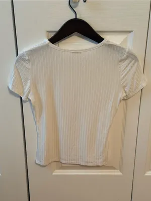 Free People Ivory Ribbed Baby Tee thumbnail 3