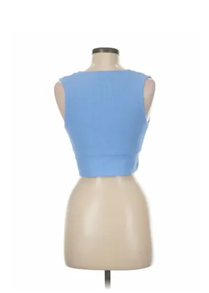 Revolve All the Ways Blue Knit Vneck Crop Top thumbnail 3