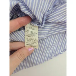 Free People Button Down Womens Medium Tie Back Blue White Striped EUC thumbnail 4