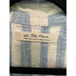 Free People We The Free Away At Sea Frayed Hem Button Down Striped Top L thumbnail 4