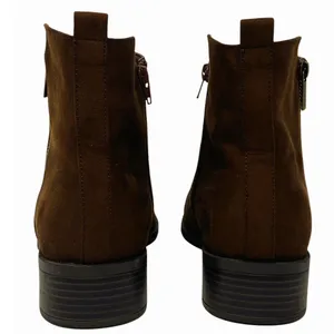 Short Brown Faux Suede Booties Zipper Boots Square Toe by JUSTFAB ~ Women's 8 thumbnail 9