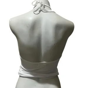 Madewell Tank Top Womens M White Ribbed Halter Neck Sleeveless Stretch thumbnail 4