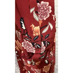 Ann Taylor LOFT Floral Long Sleeve Red Dress Size Large thumbnail 4