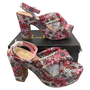 Lulu's Nokunu pink floral ankle strap platform sandals women’s Size 9 thumbnail 14