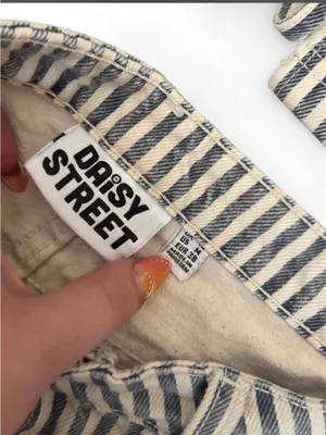 Daisy Street Striped Two-Piece denim Set - blue & White thumbnail 4