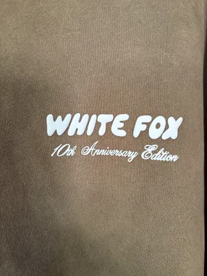 White Fox Hoodie Grey Baby Blue Graphics Size L/XL thumbnail 3