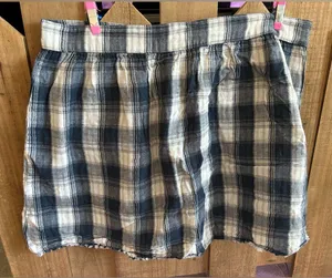 POL Ladies Girls Skirt Button Front Plaid Summer Cotton Sz Large thumbnail 4