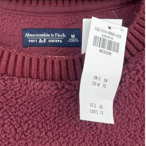 Abercrombie & Fitch Sherpa Womens Top Sz M Cozy Preppy Burgundy Athleisure Soft thumbnail 10