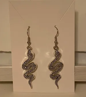 Silver Snake Earrings thumbnail 1