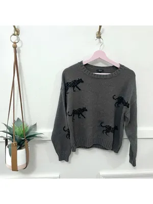 Rails Perci Intarsia Cat Cotton & Cashmere Sweater Size S thumbnail 2