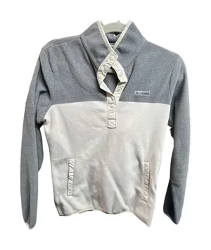 Columbia Women's Gray Fleece Snap Pullover Size S Casual Long Sleeve thumbnail 1