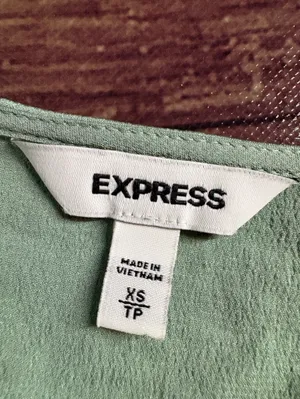 Express Sage Green Draped Bell Sleeve Wrap Top Size XS thumbnail 6