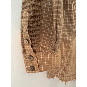 Oli & Hali Brown Check Oversized Frayed Mix Media Tunic Shirt Medium thumbnail 6