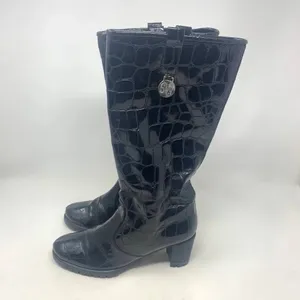 Stuart Weitzman Black Croc Leather Heeled Boots‎ Size US 6 thumbnail 9