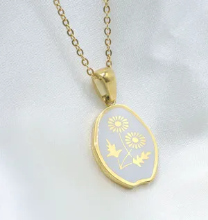 Daisy Flowers Irregular Pendant Necklace Gold thumbnail 1