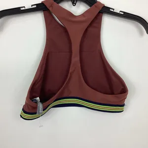 Aerie Racerback High Neck Swim Crop Top Brown thumbnail 3