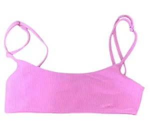 Frankie's Bikinis Hot Neon Pink Ribbed Gavin Bralette Bikini Top Adjustable Straps thumbnail 1