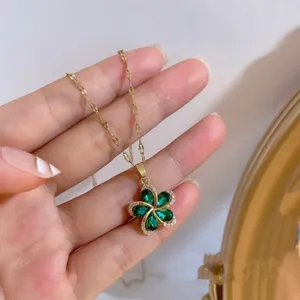 18K Gold Plated Crystal Flower Pendant Necklace for Women,Flower Necklace thumbnail 4