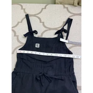 Lucy & Yak Black Linen Blend Jumpsuit Size 2 Wide Leg Cropped Drawstring Waist thumbnail 9