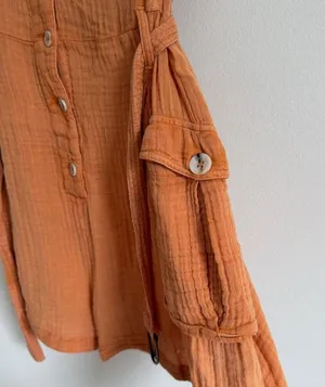 Anthropologie Gauzy Romper Size Medium Cedar Button Front Pocket Sleeveless Boho thumbnail 7