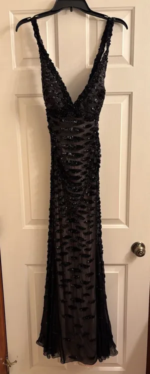Mandalay Silk Beaded Black Maxi Dress thumbnail 1