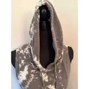 DREW Sofia Faded Black Tie Dye Hoodie Dress Mini Tunic Tank Acid Wash Sleeveless thumbnail 2