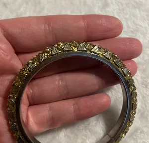 Beautiful Rhinestone Statement Bracelet Bangle Gold thumbnail 7