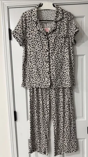TART INTIMATES Leopard Print Pajama Set Size L women Pants Top thumbnail 1