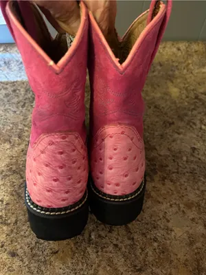 Ariat Pink Ostrich-Texture Western Heeled Boots thumbnail 3