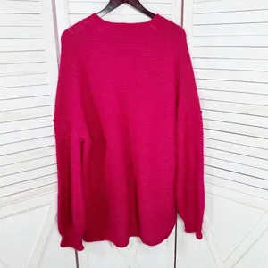 Free People All Mine Sweater Slouchy Alpaca Blend Raspberry Pink Large Oversized thumbnail 9