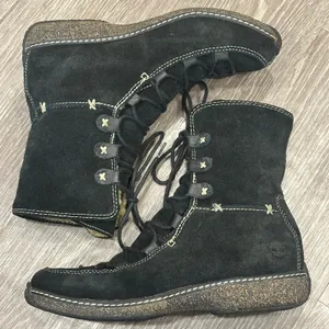 Timberland Black Reykir Ghillie Suede Lace-Up Sherpa‎ Moccasin Boots Boho Cozy 8 thumbnail 6