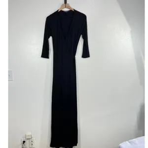 Lulus Garden District Size Large Black 3/4 Sleeve Wrap Maxi Dress Elegant thumbnail 2