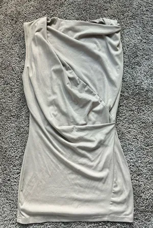 Micas Asymmetric One-Shoulder Mini Dress in Light Taupe thumbnail 1