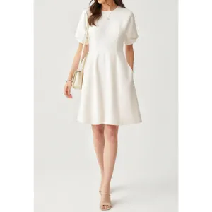 COS Puff Sleeve Organic Cotton Denim Mini Dress, White, 12 (US) thumbnail 3