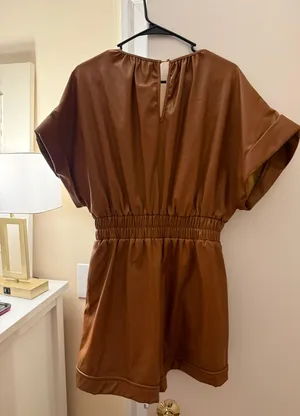 Camel Leather Romper Tan Size L thumbnail 2