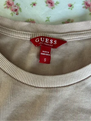 GUESS Blush Pink Short-Sleeve Logo Tee with Gold Embroidery thumbnail 2