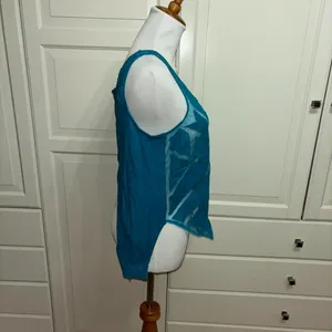 Free People Ginger Cut Work top in deep turquoise thumbnail 2
