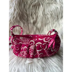 Vera Bradley Quilted Crossbody Bag in Dark Pink and White Floral Print thumbnail 6